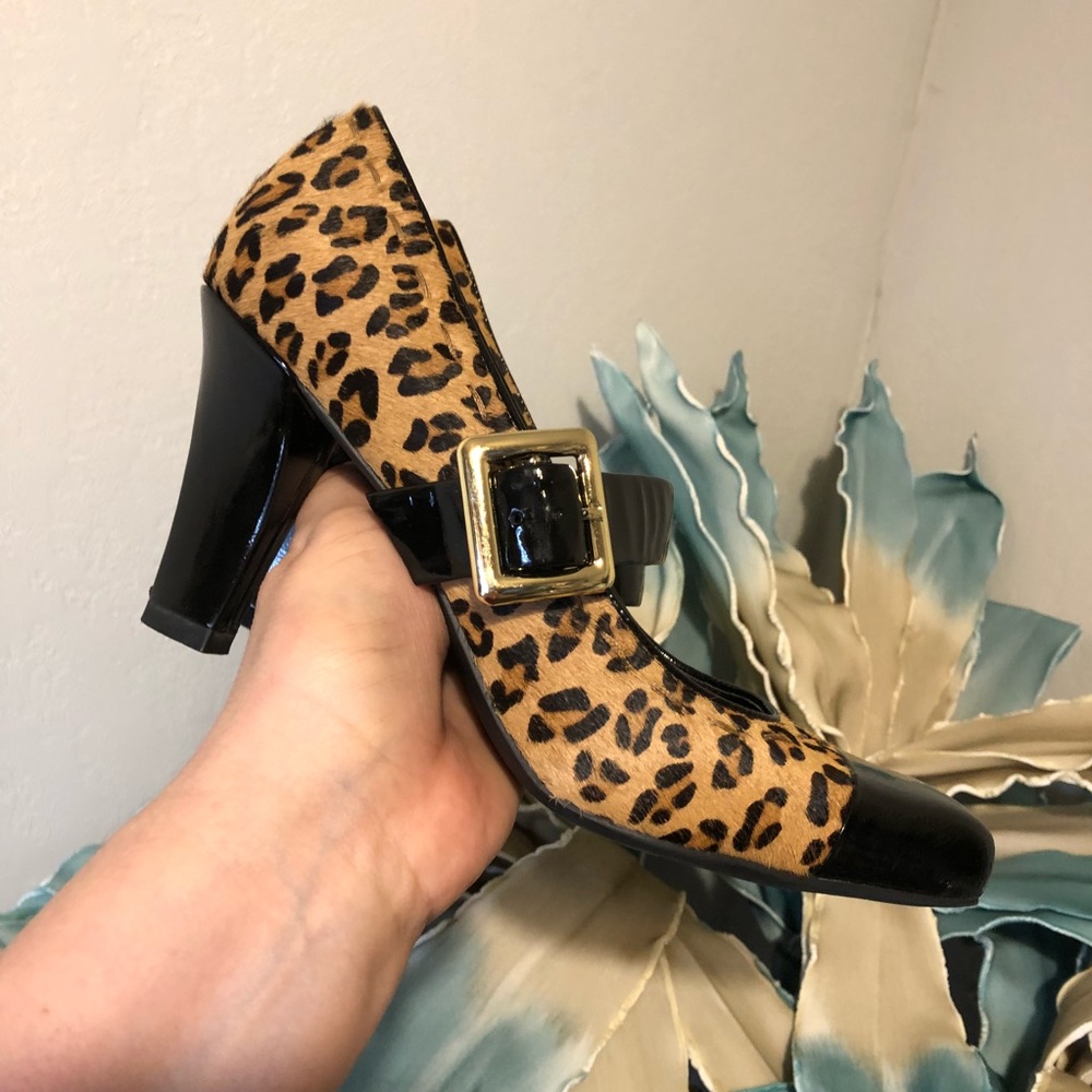 Franco Sarto Yves leopard Mary Jane heels